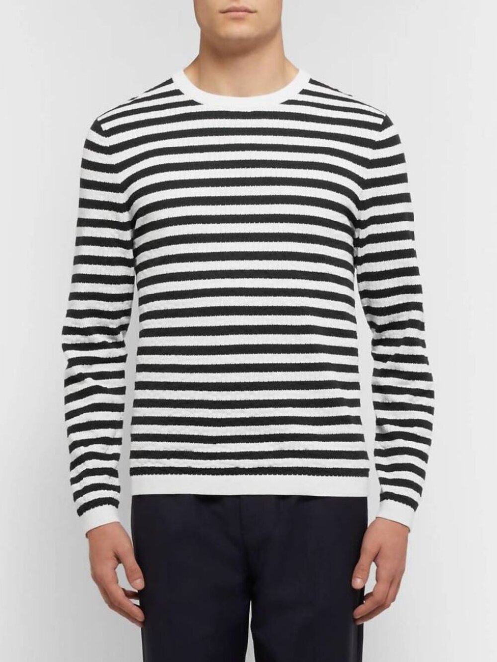 THEORY Roldans Slim-Fit Striped Cotton Sweater XXL